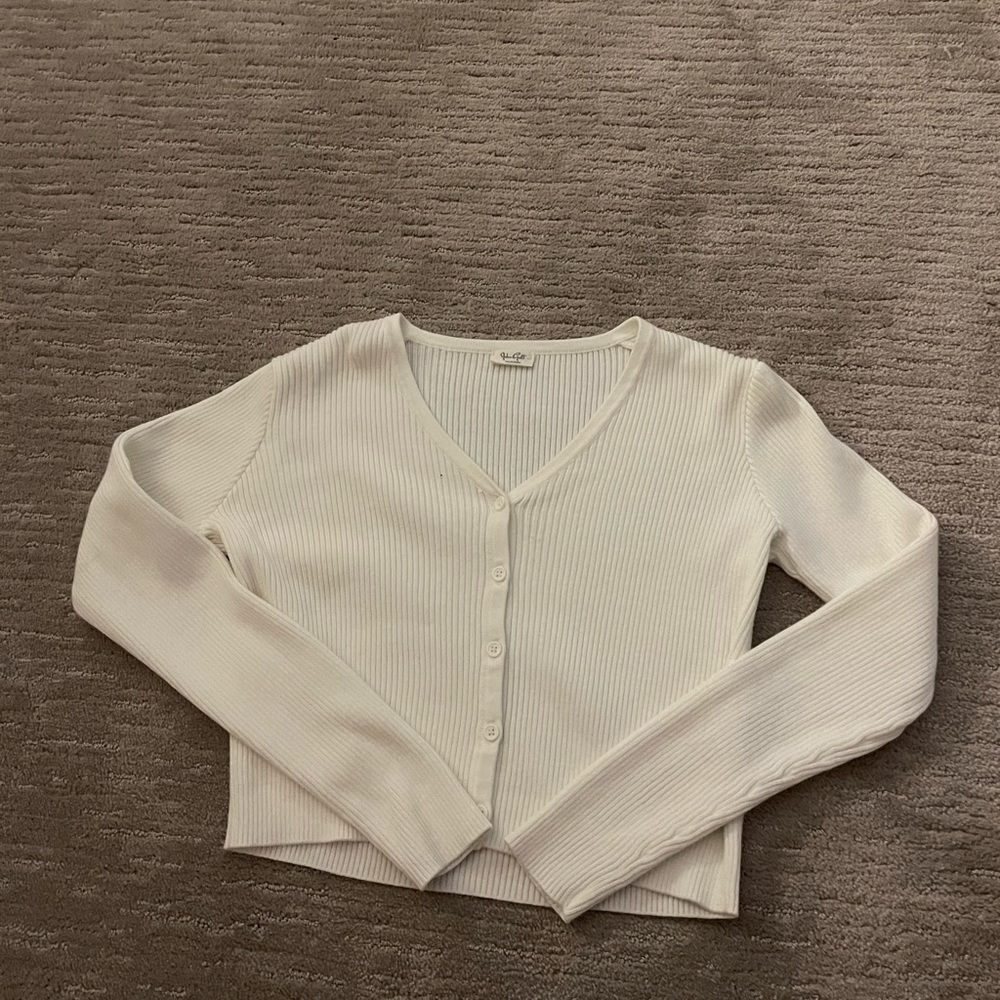 Brandy melville white/cream cropped knit button up sweater/cardigan!!